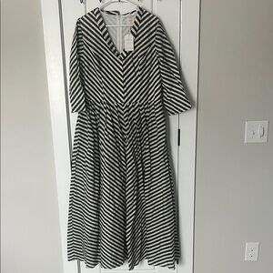 Linen Vibes Chic Striped Long Sleeve vacation beach travel Dress